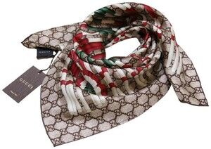 Gucci Scarf Gg Logo Club Brown Beige #181539G18B